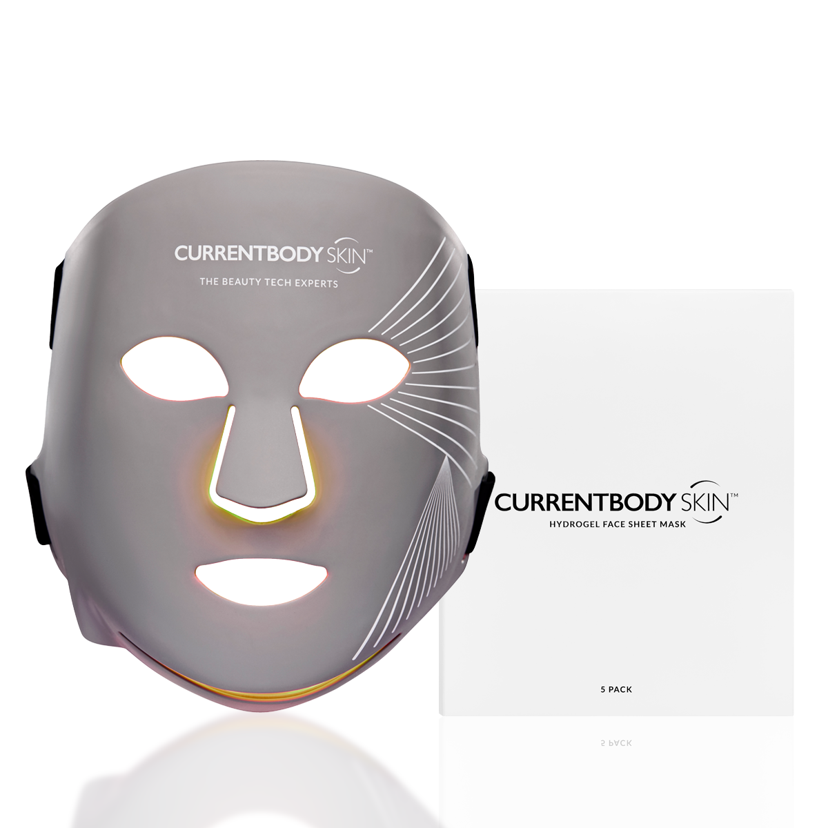 CurrentBody Skin LED Multi-Licht Therapie Maske & Hydrogel Gesichtsmasken (5 Stück)