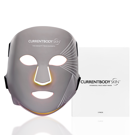 CurrentBody Skin LED Multi-Licht Therapie Maske & Hydrogel Gesichtsmasken (5 Stück)